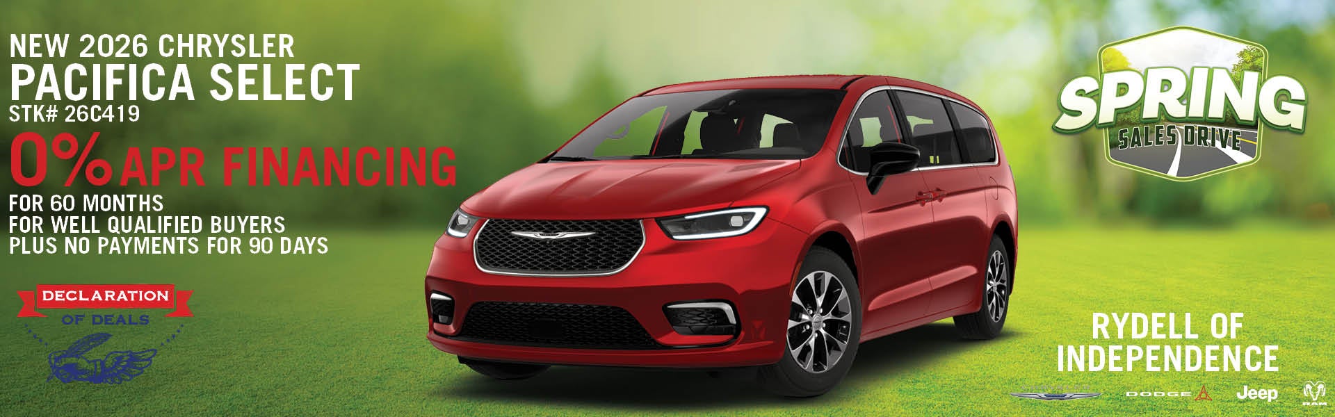 New 2026 Pacifica Select 0% For 60 Months