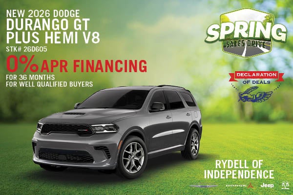 New 2026 Durango GT Hemi 0% for 36 Months