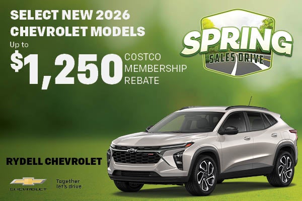 Select New 2026 Chevrolet Models $1,250 Costco Member Rebate