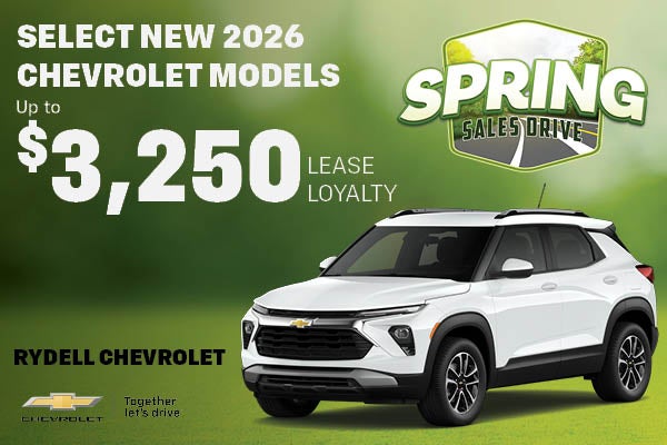 Select New 2026 Chevrolet Models Up To $3,250 Lease Loyalty