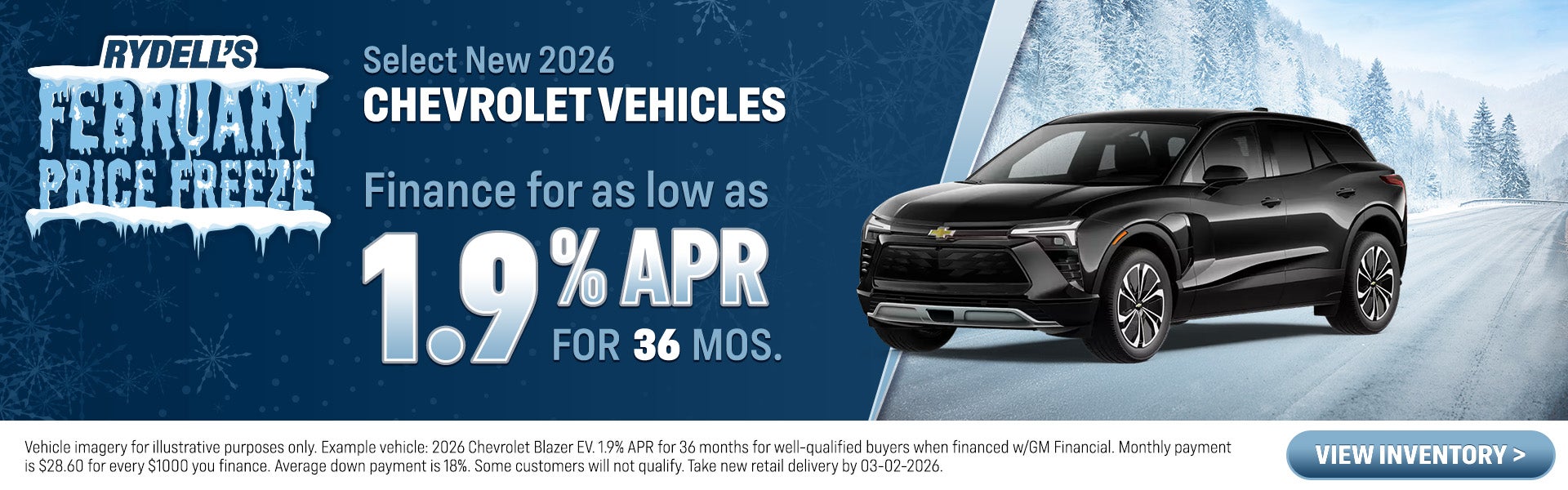 New 2026 Chevrolet as low as 1.9% for 36 months!