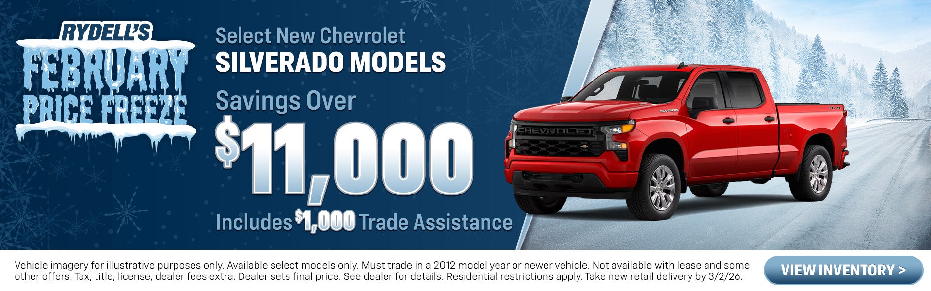 Savings over $11,000 On select Silverado models!